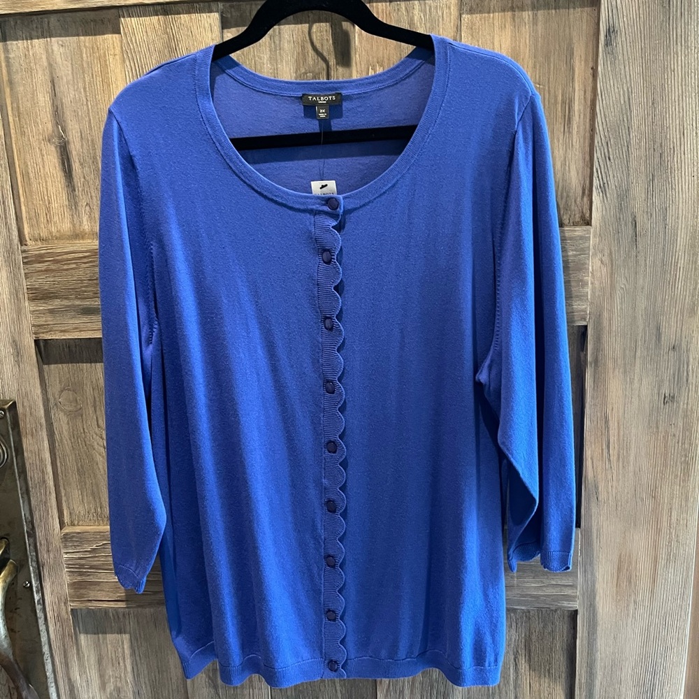 Talbots Elegant cardigan with scallop detail